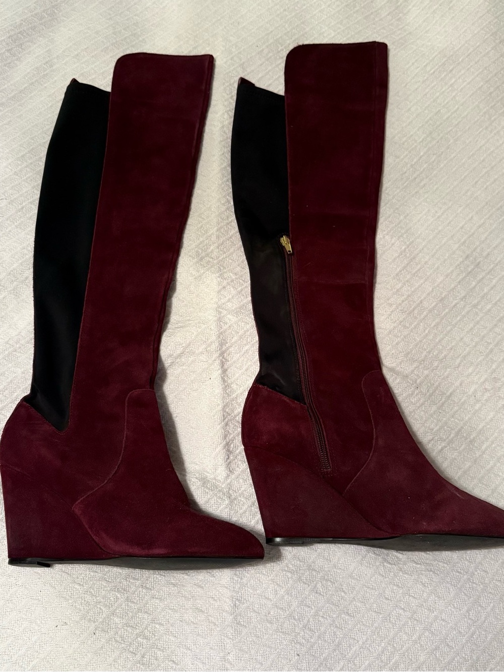 Charles By Charles David Burgundy Suede Wedge Over-the-Knee Boots